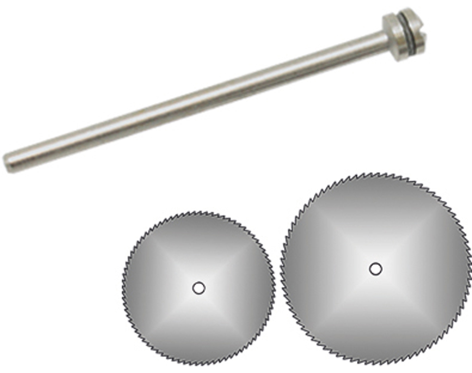 1640 - 2 Kreissägeblätter Ø 12 + 19 mm + Dorn