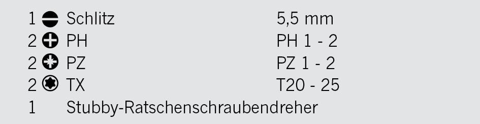 Projahn - 1/4" Stubby Ratschenschraubendreher mit Bitfach und 7 Bits - 1 Stück