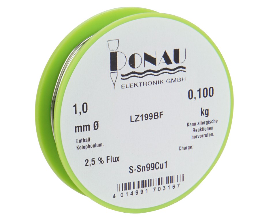 LZ199BF - Lötzinn bleifrei Sn99 Ø 1 mm Spule 100 g