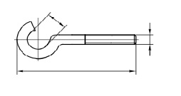 Gebogene Schraubhaken 2,3 x 25mm VE=10