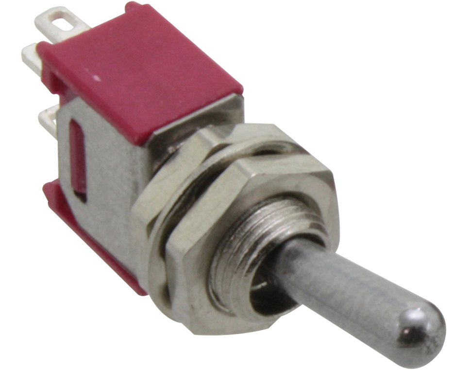 SKS241C - Miniatur Kippschalter, 1-pol., Umschalter mit Mittelstellung beidseitig rastend, ON-OFF-ON