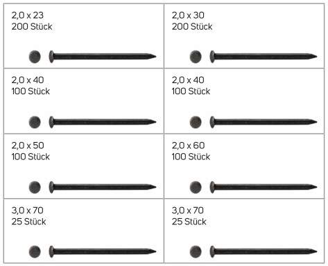 Sortiment mit Stahlnägel - 850 Teile