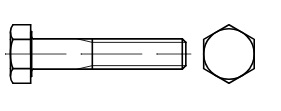 Sechskantschrauben DIN 960 8.8 M 8 x 1 x 45 VE= 200Stück