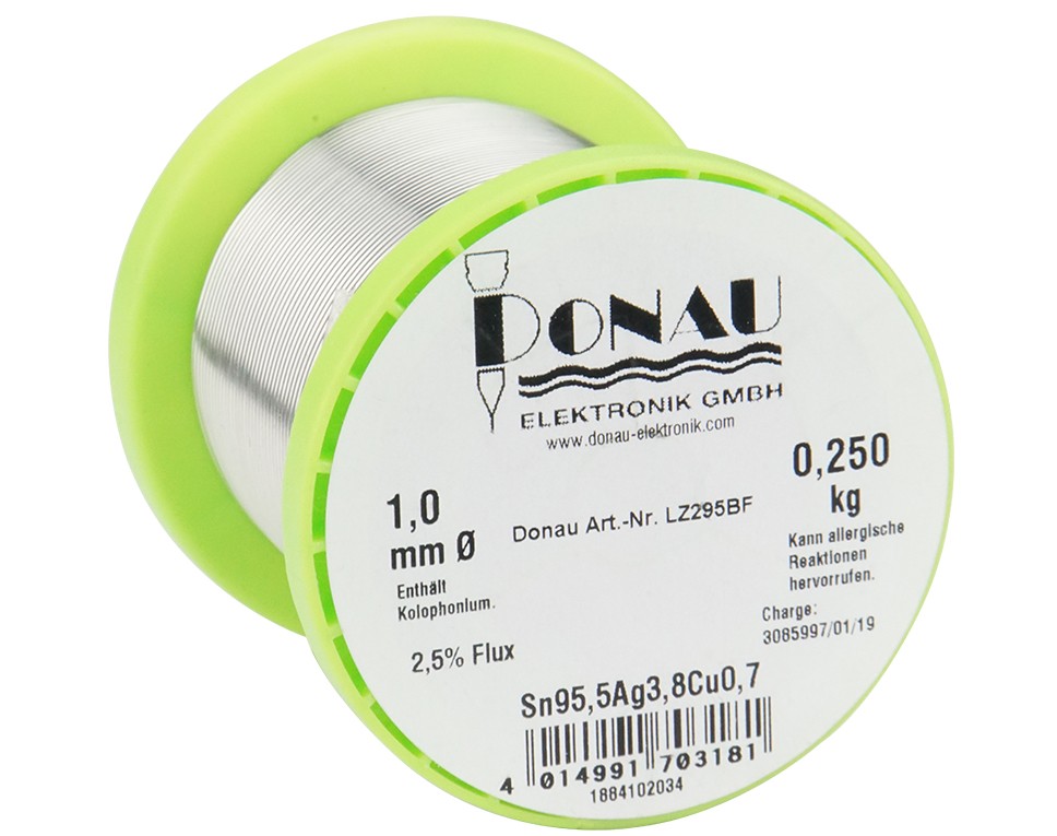 LZ295BF - Lötzinn bleifrei Ag3,8 Ø 1 mm Spule 250 g