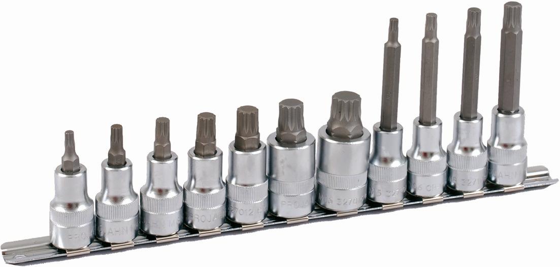 Projahn - 1/2" Bit Stecknuss Satz auf Schiene 11tlg Vielzahn, 60 + 100mm - 1 Stück