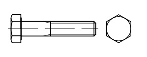 Sechskantschrauben DIN 931 Messing M 16 x 80 Ms VE= 25Stück
