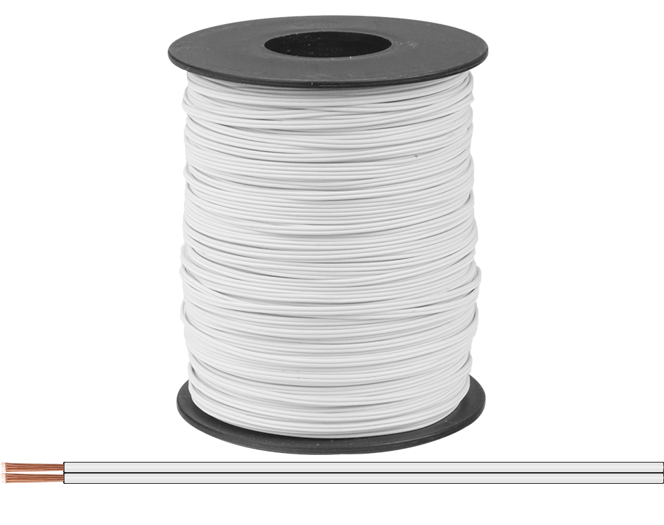 114-55-100 - Zwillingslitze 0,08 mm² / 100 m weiß-weiß