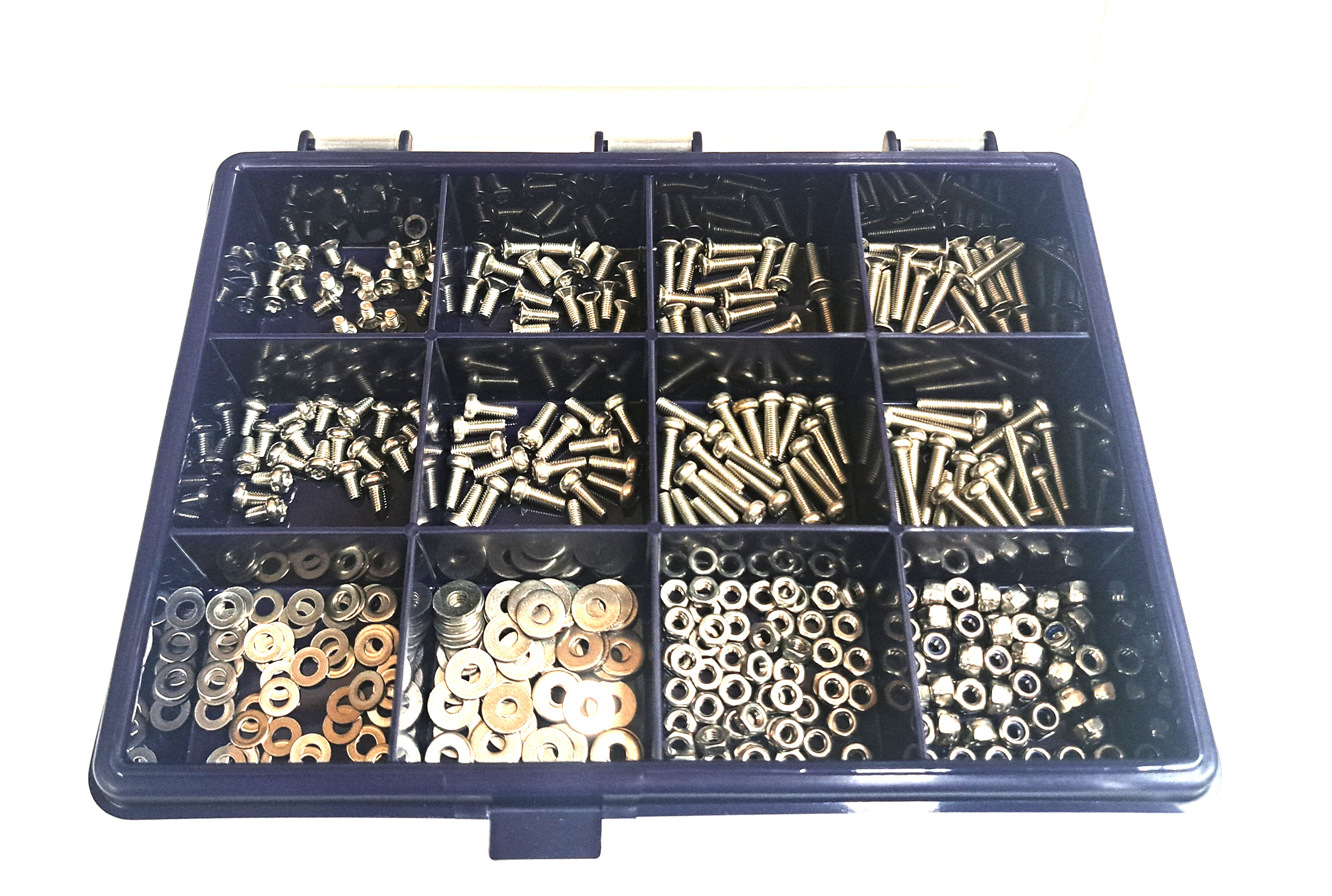M3 - Sortiment  mit TX-Schrauben, Muttern und Scheiben in Edelstahl A2 (350 Teile)