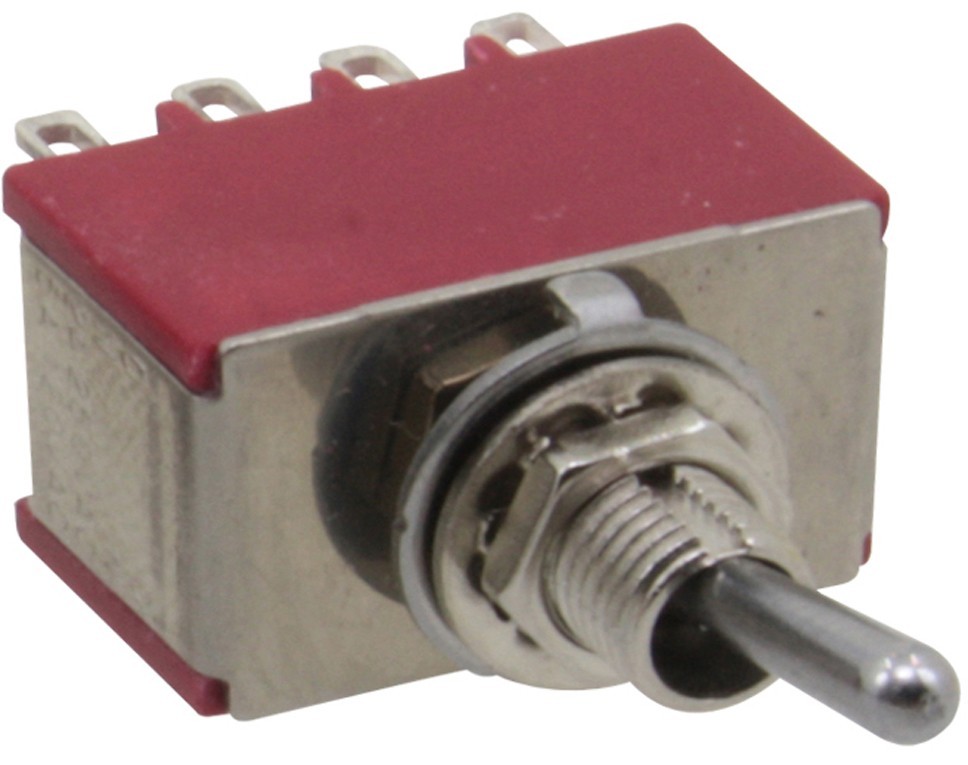 KS504C - Kippschalter 4-polig, mit Mittelstellung, beidseitig rastend, ON-OFF-ON