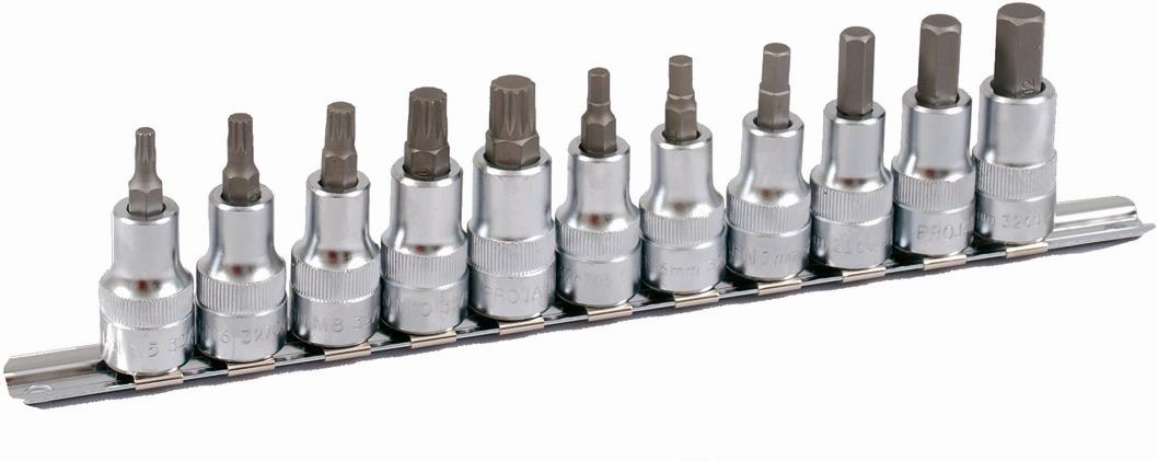 Projahn - 1/2" Bit Stecknuss Satz auf Schiene 11tlg 6kant+VZ, 60mm - 1 Stück