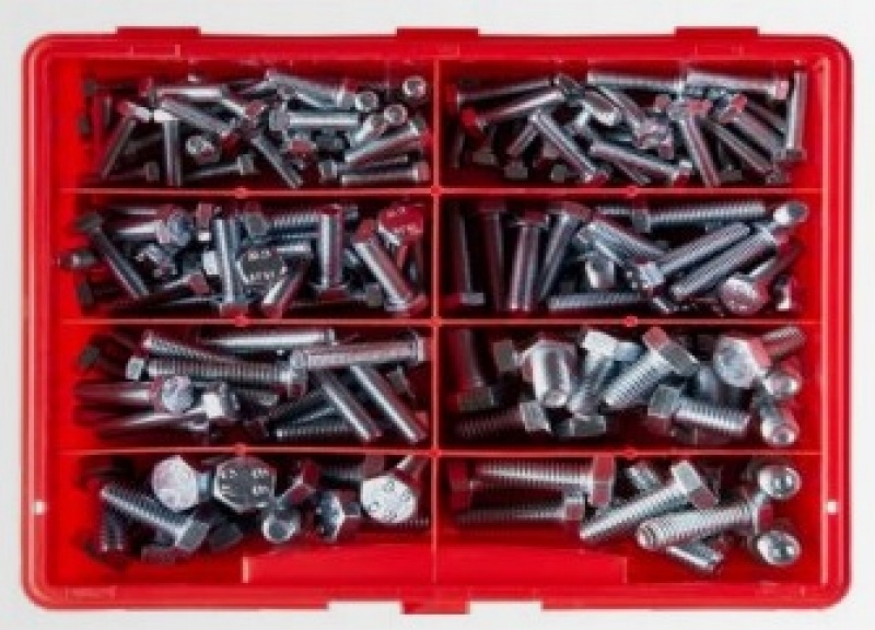 Sortiment mit Sechskantschrauben - 8.8 verzinkt, für M 5 bis M8 mm - 157 Teile