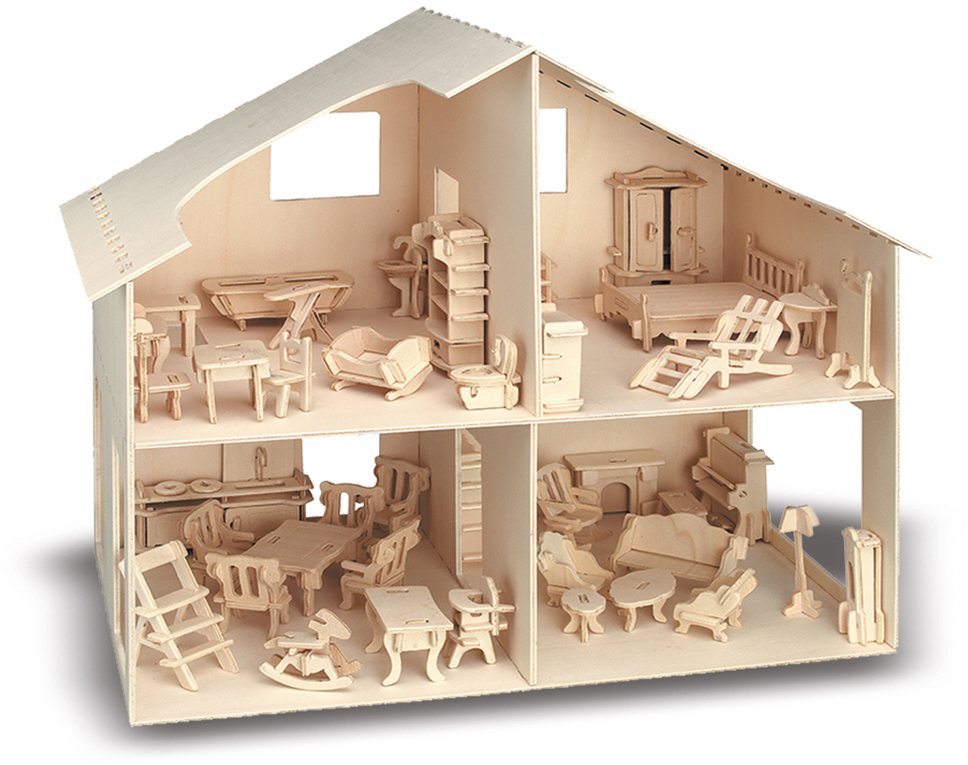 M880 - Holzbausatz Puppenhaus mit Möbel