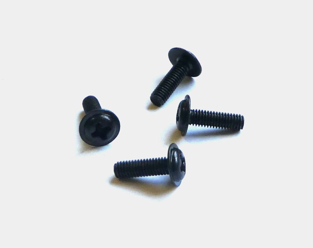 Linsenschrauben mit Bund, Stahl schwarz, M2x10mm, 100Stück