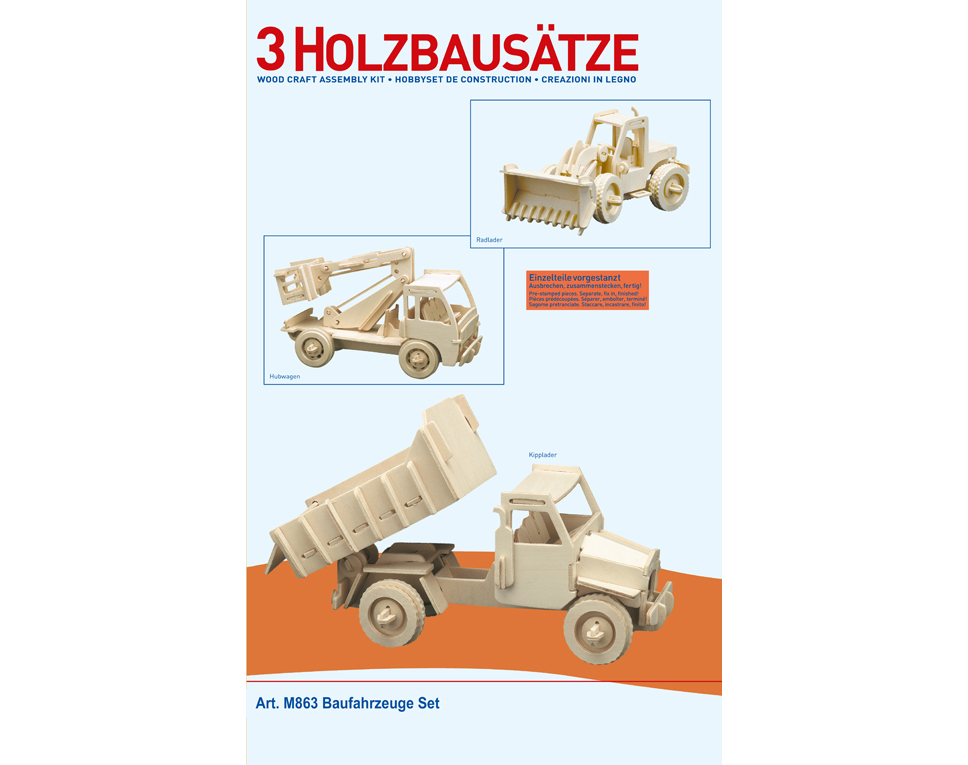 M863 - Holzbausatz 3 x Baufahrzeuge