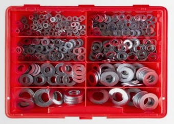 Sortiment mit Unterlegscheiben - verzinkt 3,2 bis 13mm - 435 Teile