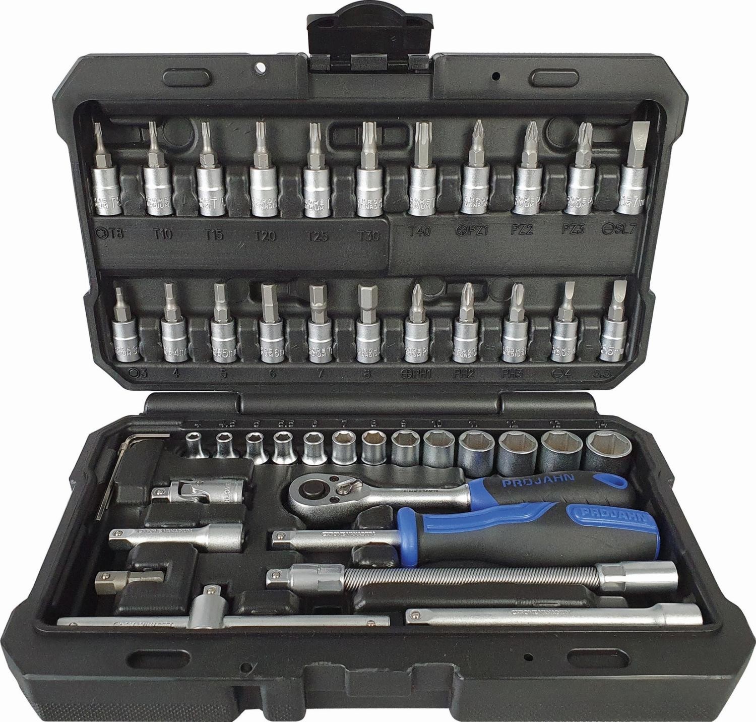 Projahn - 1/4" Steckschluessel Satz 46tlg proficraft, 72 Zahn Knarre - 1 Stück