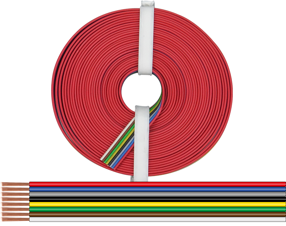 225-885-10 - 8-Fach Litze 0,25 mm² / 10 m rot-blau-grau-schwarz-gelb-grün-braun-weiß