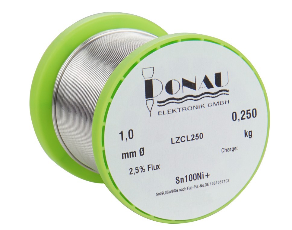LZCL250 - Lötzinn CLEAR" Ø1 mm Sn100Ni+ Spule 250g"