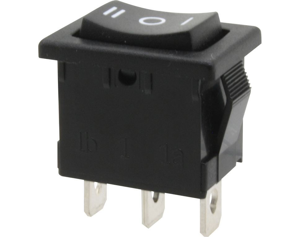 KWS23 - Umschalter mit Mittelstellung, 1-polig, 1x rastend, 1x tastend, ON-OFF-(ON)