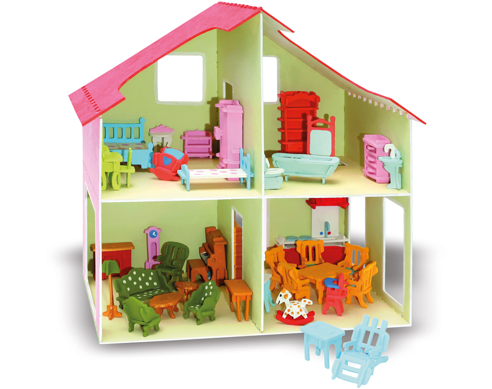 M880 - Holzbausatz Puppenhaus mit Möbel